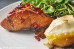 salmon and goats cheese balsamic peaches