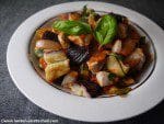 courgette ribbons with tuna, aubergines and mint