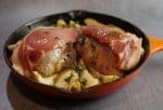 Roast Partridge with thyme, pears and honey being prepped for the oven