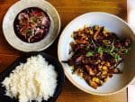 Lahpet stuffed aubergine