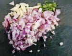 Red Onion Garlic and Thyme for Lentil and Aubergine Stew