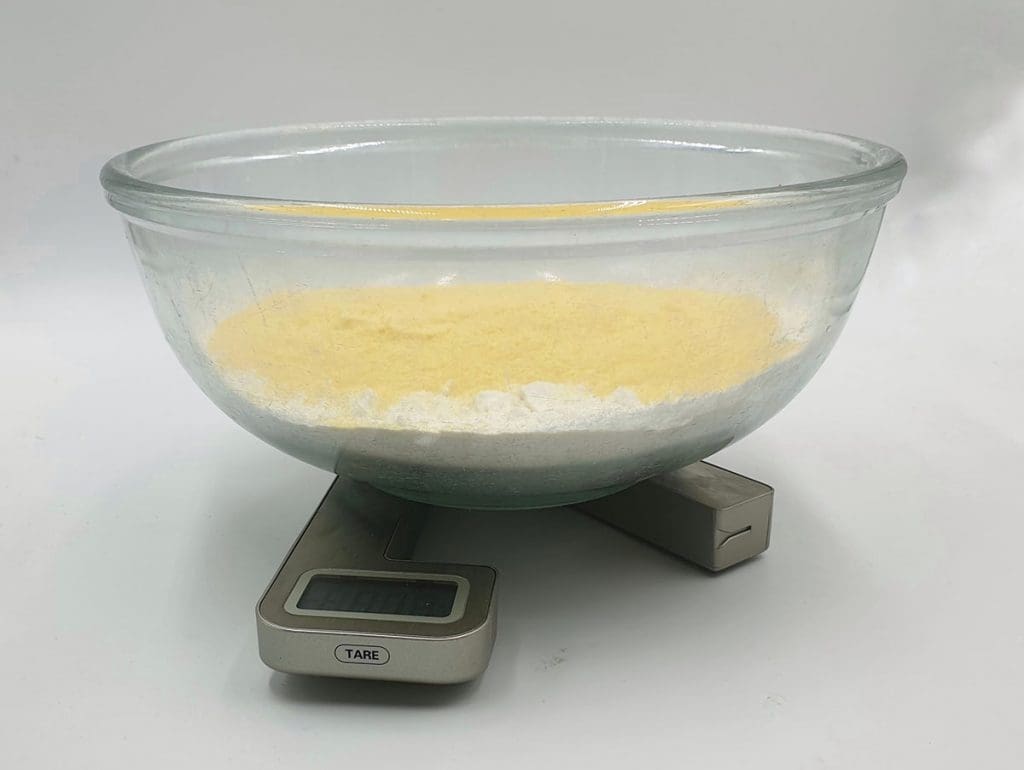 Scale focaccia flour