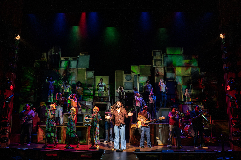 Arinzé Kene as Bob Marley and company - photo by Craig Sugden-2 - Get Up, Stand Up the Bob Marley Musical - Review
