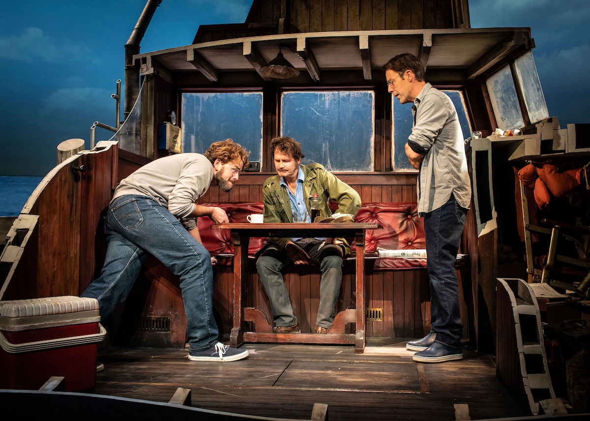 Liam Murray Scott (Richard Dreyfuss), Ian Shaw (Robert Shaw) and Demetri Goritsas (Roy Scheider) in The Shark is Broken Photo by Helen Maybanks