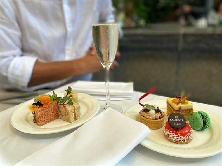 Afternoon tea at the Roseate Hotel Reading with champagne