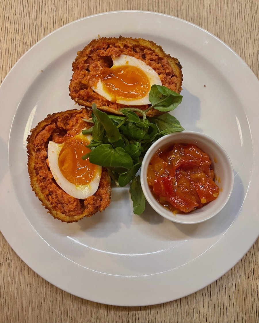 chorizo scotch egg three crowns