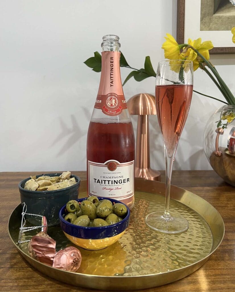 Taittinger Rose and nibbles