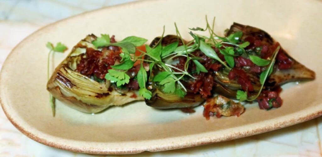 Spanish fine dining at El Norte Mayfair Artichokes with Iberico