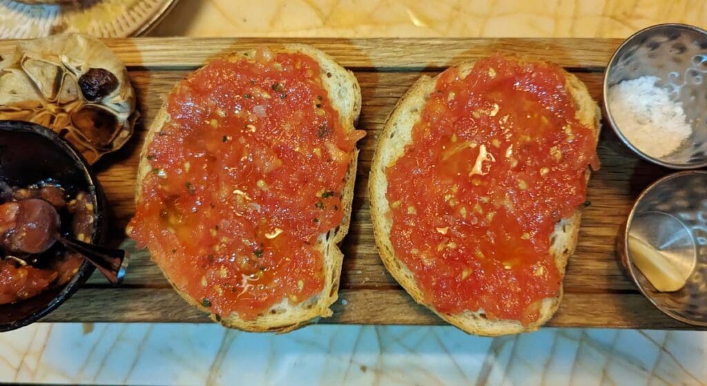 Tomato Toast elevated at El Norte, Mayfair