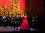 Lise Davidsen (Elizabeth of Valois) looks away from Brian Jagde (Don Carlos) as he approaches to ask a favour. ROH Don Carlo © Bill Cooper