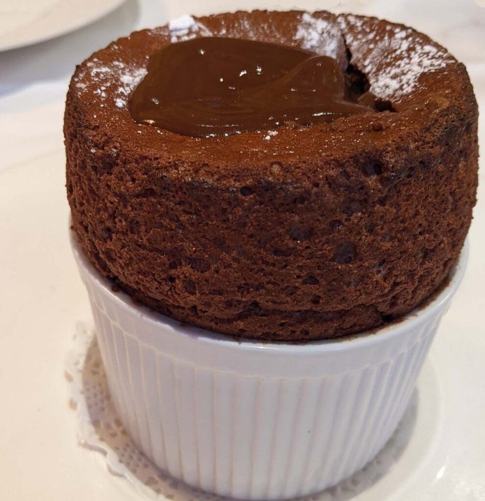 Chocolate Souffle at l'escargot