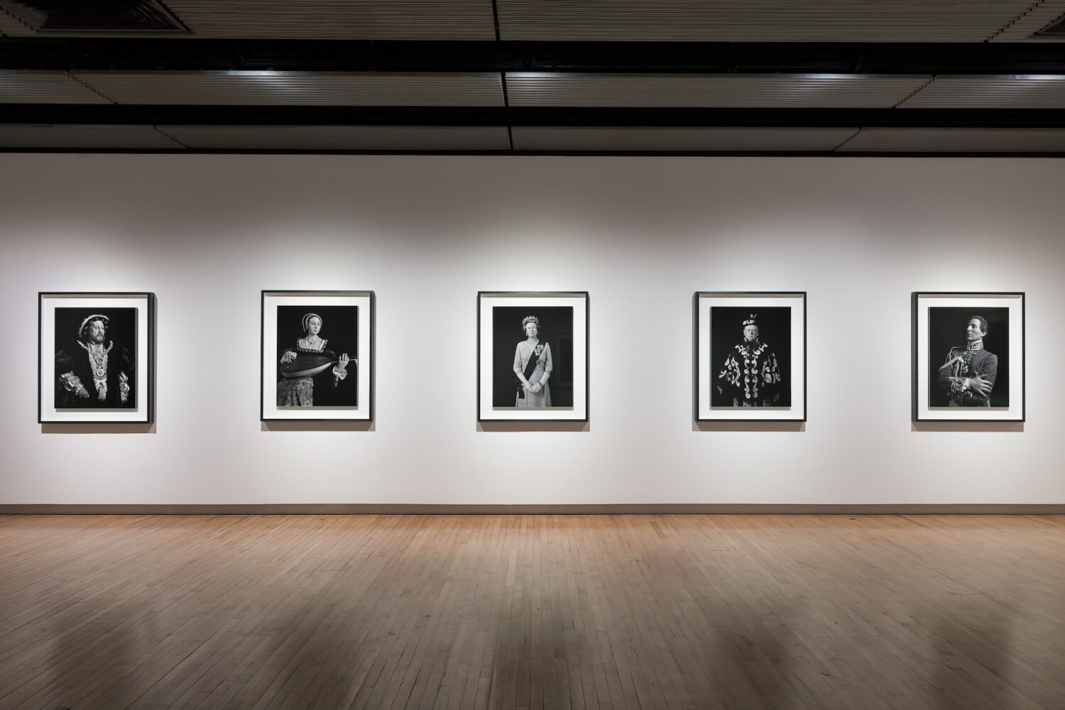 Portraits of waxworks from Madame Tussaud's. Installation view of Hiroshi Sugimoto, Portraits series. Gelatin silver prints. Photo_ Mark Blower. Courtesy the artist and the Hayward Gallery.