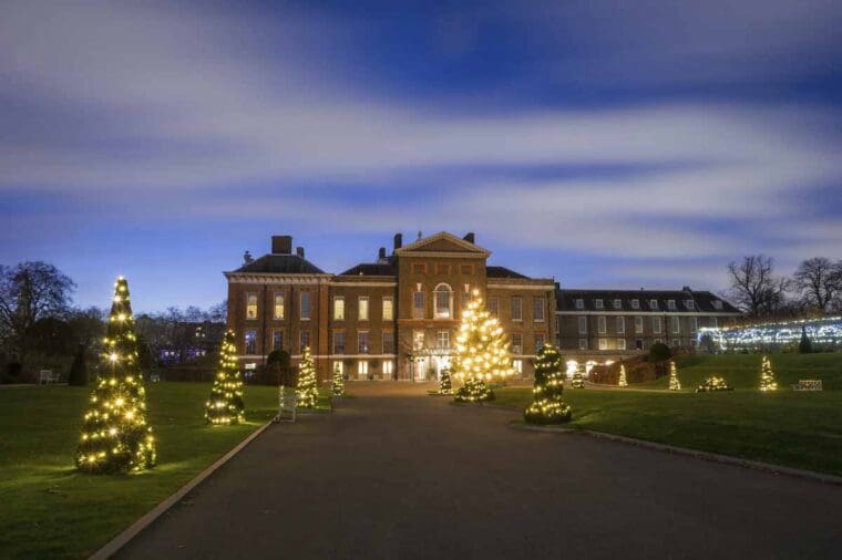 Images of the various Christmas decorations at Kensington Palace in winter 2017.
