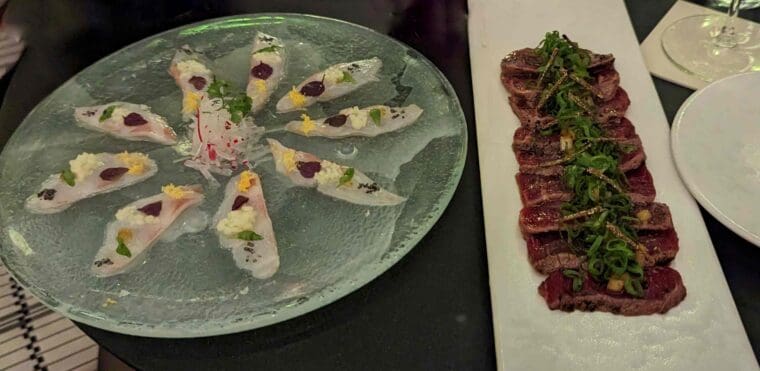 Beef Tataki and Sea Bass Carpaccio