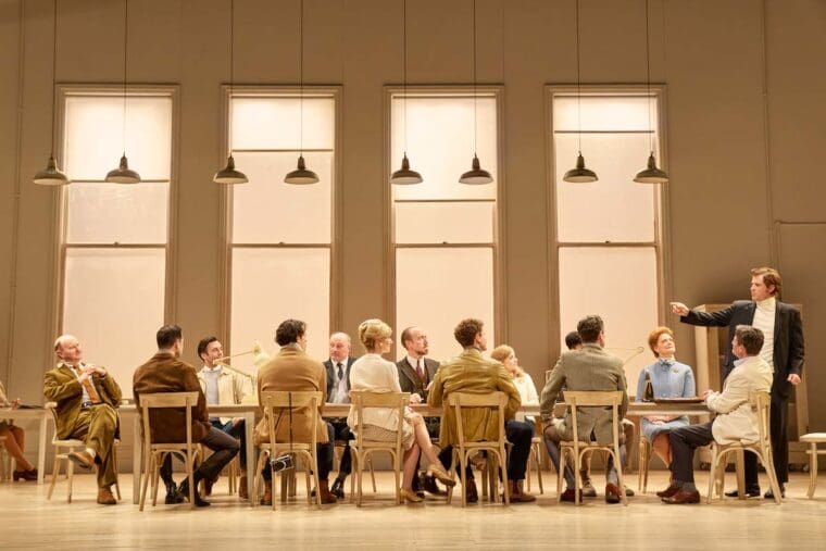 The Motive and the Cue at the Noël Coward Theatre by Jack Thorne A National Theatre and Neal Street Productions co-production Production team Director Sam Mendes Set Designer Es Devlin Costume Designer Katrina Lindsay Lighting Designer Jon Clark Composer Benjamin Kwasi Burrell Sound Designer Paul Arditti Casting Alastair Coomer CDG Casting Naomi Downham West End Director Zoé Ford Burnett Asociate Director Yasmin Hafesji Associate Set Designer Amalie White Associate Lighting Designer Ben Jacobs Associate Lighting Designer George Lumkin Dialect Coach Charmian Hoare Cast Rebecca Collingwood Allan Corduner Elena Delia Ryan Ellsworth Mark Extance Johnny Flynn Mark Gatiss Daniel Krikler Shaun Yusuf McKee Tuppence Middleton Luke Norris Huw Parmenter Stephanie Siadatan Adam Sina David Tarkenter Kate Tydman Laurence Ubong Williams Sarah Woodward