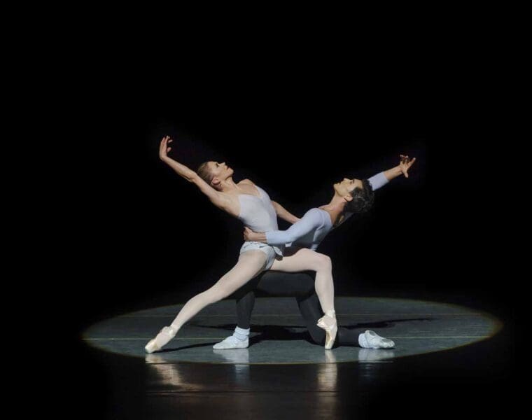 Megan Fairchild and Anthony Huxley of New York City Ballet in George Balanchine’s Duo Concertant. Photo credit Paul Kolnik