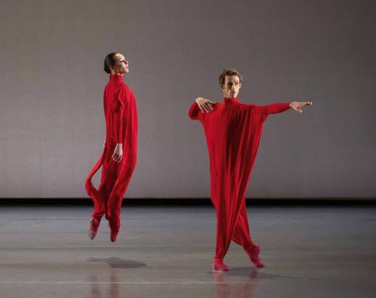 Naomi Corti and Adrian Danchig-Waring of New York City Ballet in Pam Tanowitz’ Gustave Le Gray No. 1. Photo credit Erin Baiano