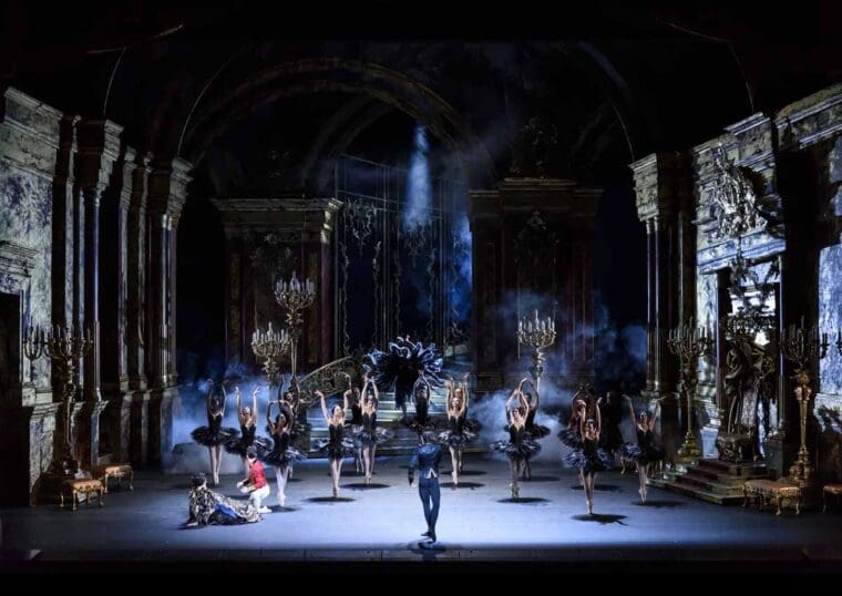 SWAN LAKE_The Royal Ballet_ROH.Odette_Odile; Marianela Nunez,Prince; Vadim Muntagirov,Queen Mother; Elizabeth McGorian,Rothbart; Bennet Gartside,