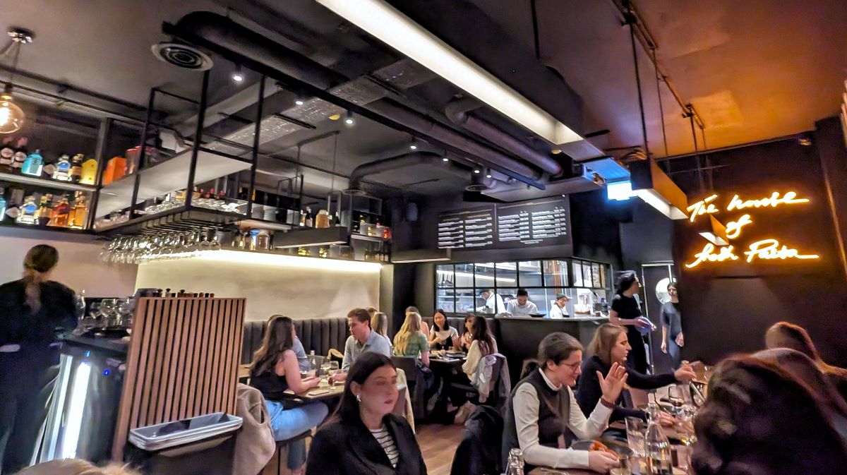 The interior of Al Dente Restaurant, Islington