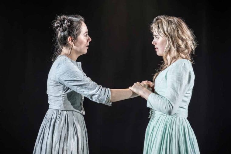 Ami Tredrea (Lizzie Hexam) and Bella Maclean (Bella Wilfer) in London Tide at the National Theatre (c) Marc Brenner 5301