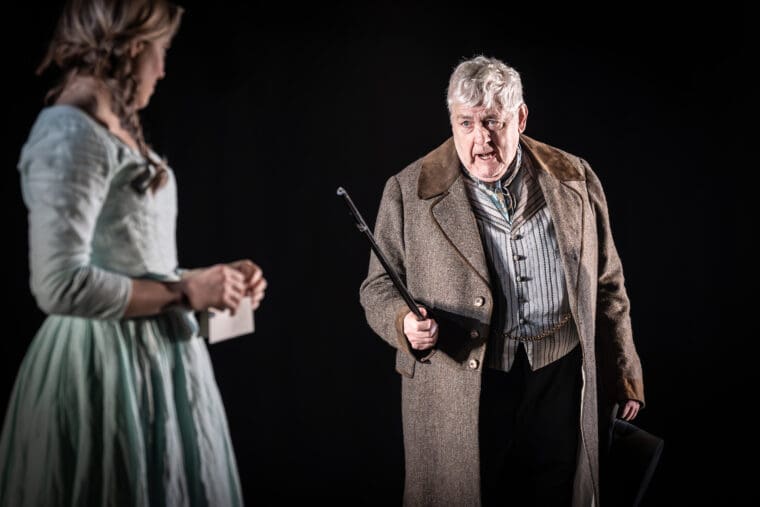 Bella Maclean (Bella Wilfer) and Peter Wight (Noddy Boffin) in London Tide at the National Theatre (c) Marc Brenner) 384