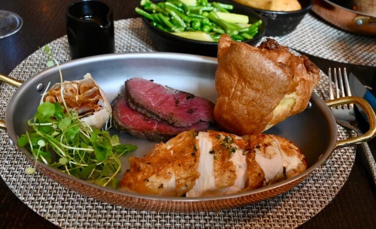 Roast chicken and beef at The Montagu Kitchen