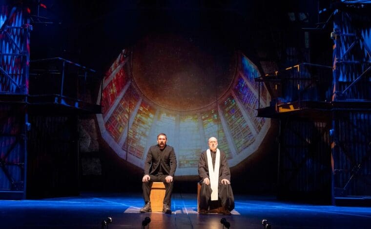 Barry Sloane and Dominic Carter in Boys from the Blackstuff at the National Theatre (c) Alastair Muir