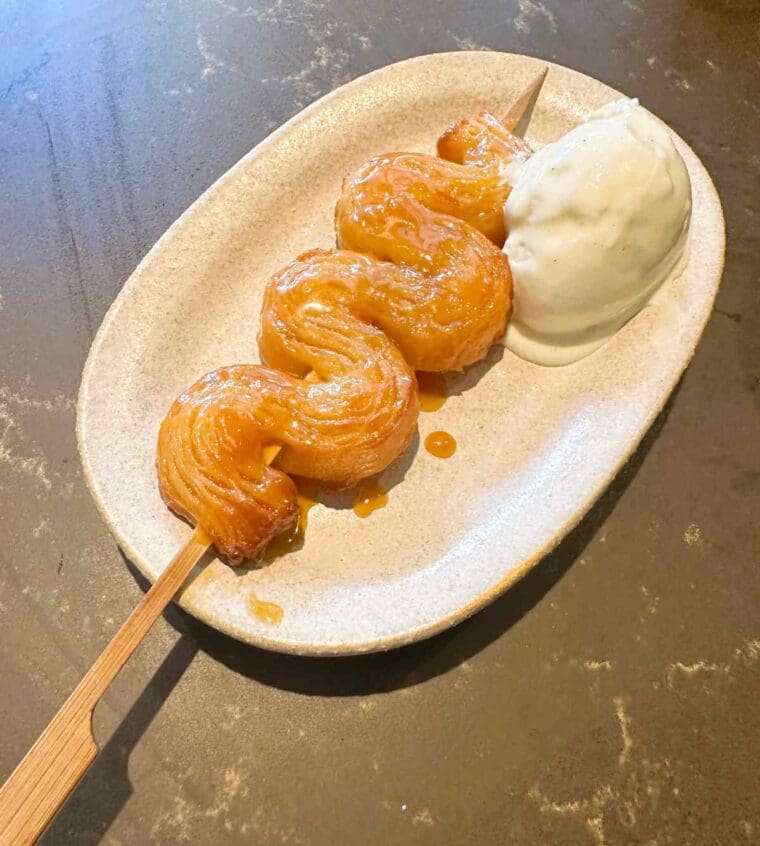 OMA restaurant London sticky phyllo skewer