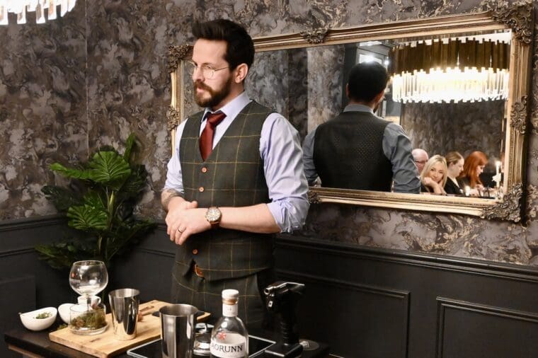 Orrin Restaunt cocktail making Carorunn Gin