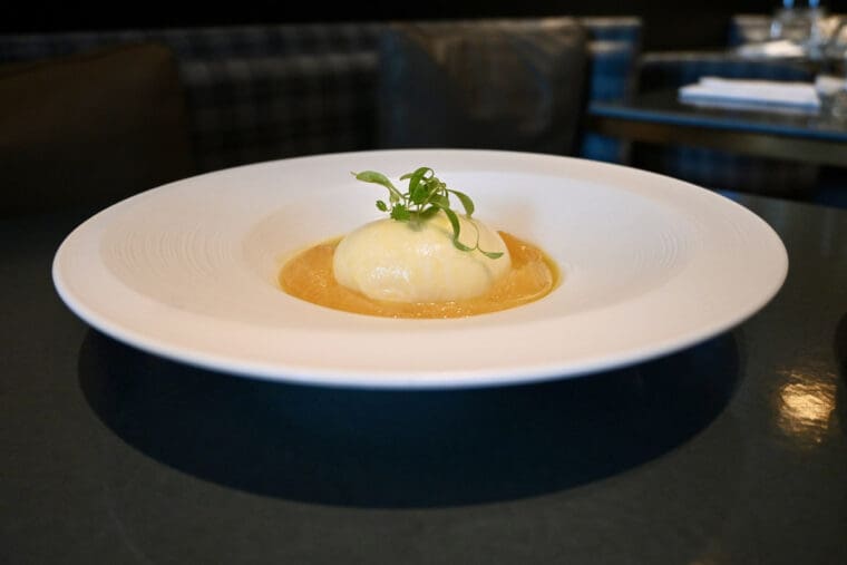Burrata with Seville orange and manuka honey at the Londoner