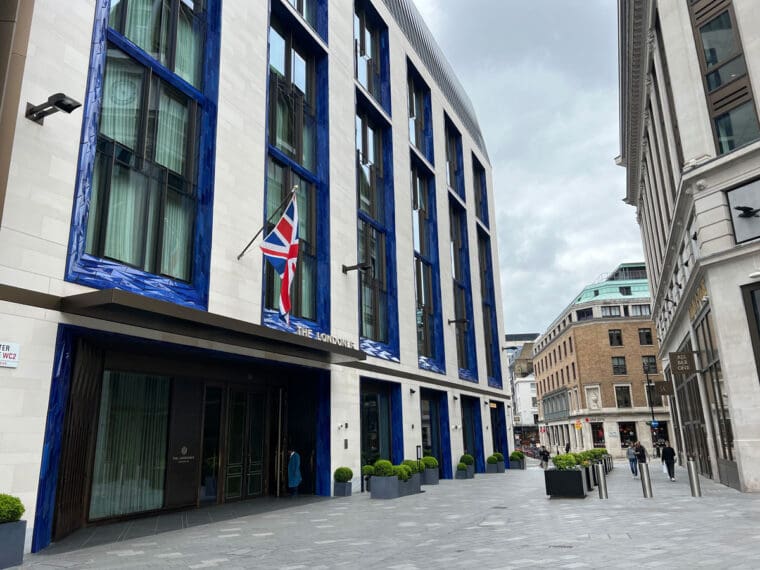 Exterior of the Five Star Londoner Hotel on Leicester Square