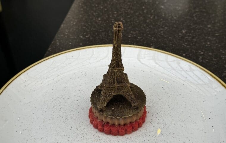 Chocolate model of the Eiffel Tower the Dilly afternoon tea