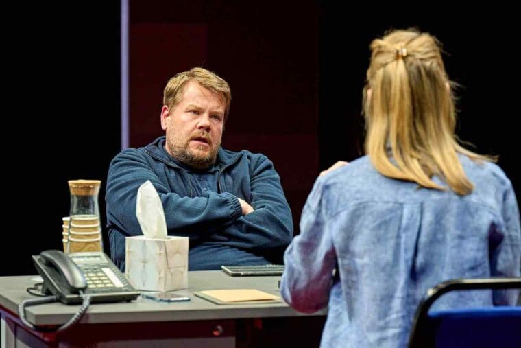 James Corden and Anna Maxwell Martin in The Constituent at The Old Vic – credit Manuel Harlan (1)