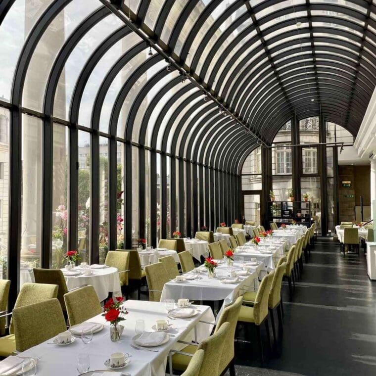The terrace restaurant at the Dilly