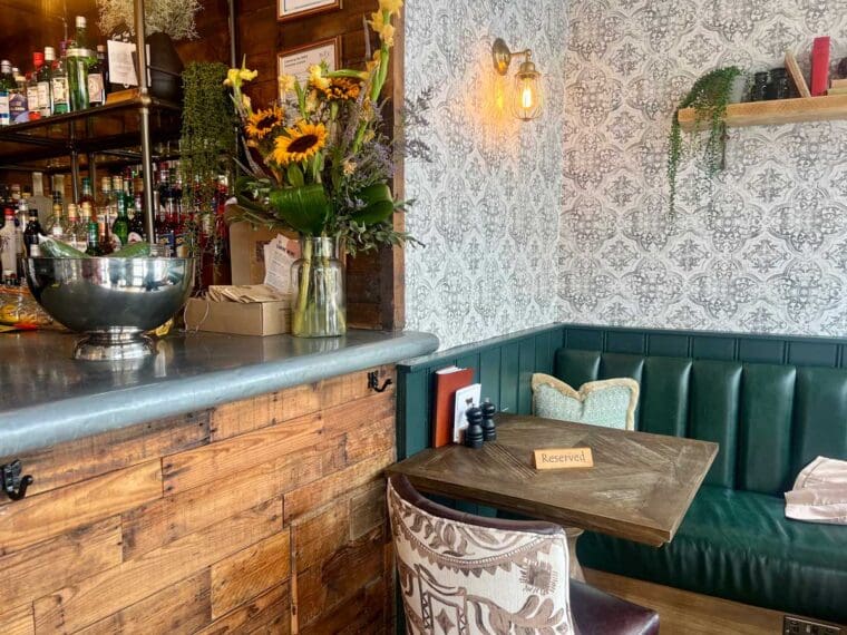 Corner table at the Brown Cow pub