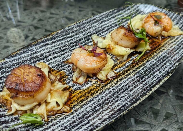 Scallops on a carpaccio of pineapple at Royal Horseguards Hotel Terrace