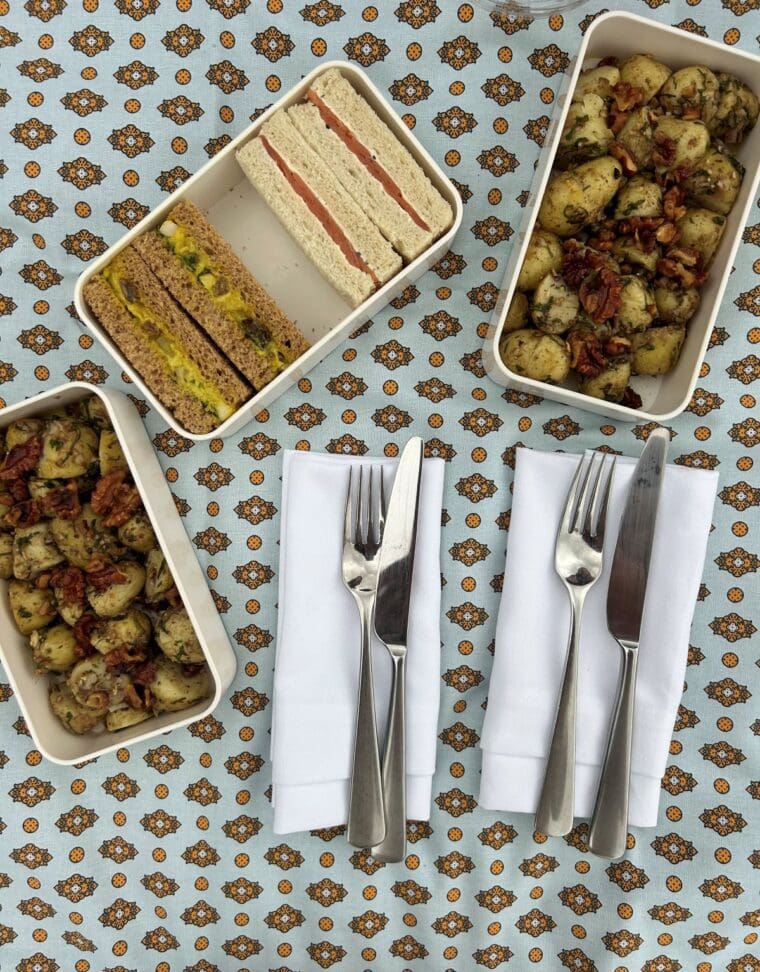 Picnic - Sandwiches and potato salad from Great Scotland Yard Hotel