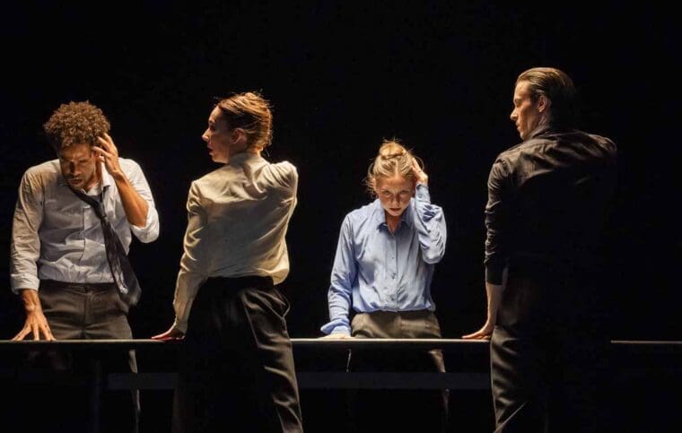 A scene from The Weathering by Kyle Abraham, Or Forevermore by Pam Tanowitz, Dusk by Joseph Toonga and The Statement by Crystal Pite from Encounters: Four Contemporary Ballet by The Royal Ballet @ The Royal Ballet and Opera House. (Opening 22-10-24) ©Tristram Kenton 10-24 (3 Raveley Street, LONDON NW5 2HX TEL 0207 267 5550 Mob 07973 617 355)email: tristram@tristramkenton.com