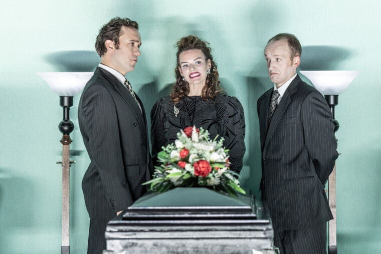 Robin Bailey (Analyst), Heather Lowe, Peter Edge (Trio) in A Quiet Place &copy;2024 Marc Brenner
