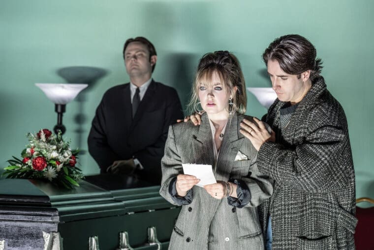 Rowan Pierce (Dede), Elgan Llŷr Thomas (Francois) in A Quiet Place, The Royal Opera &copy;2024 Marc Brenner