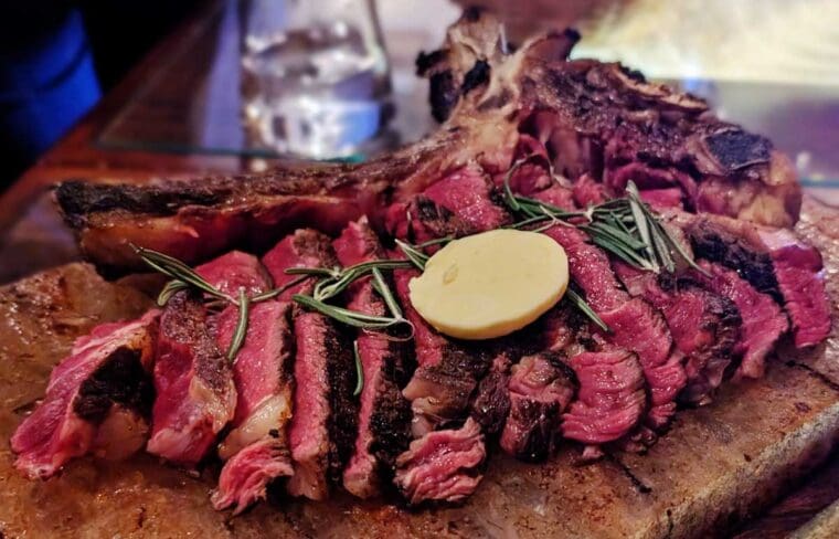 Beef on the bone at Bricco et Bacco