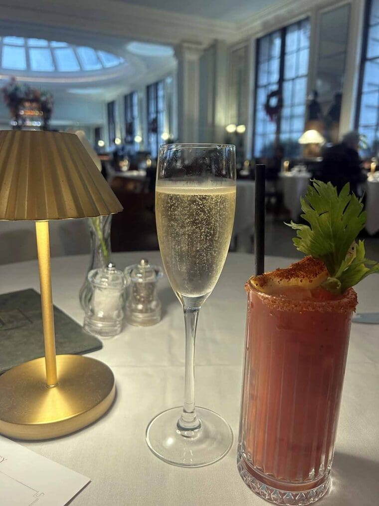 1 Lombard Street - a glass of champagne and a bloody mary