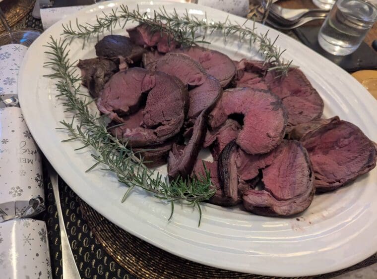 Saddle of Venison, Carved and Served