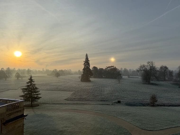 The Langley garden with frost