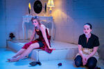 The Maids Jean Genet play at Jermyn Street Theatre, Claire and Solange characters seated on floor