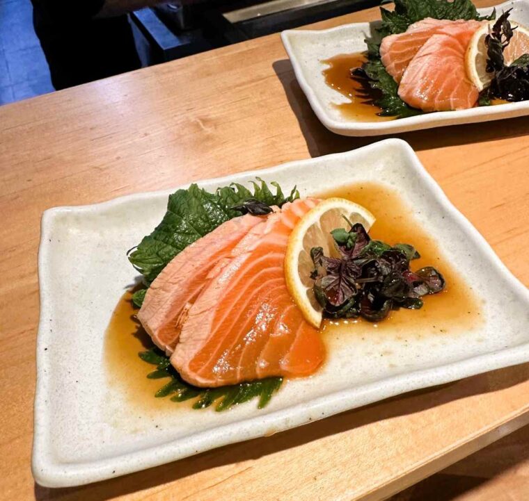 Sushi Kyu seared salmon with ponzu sauce