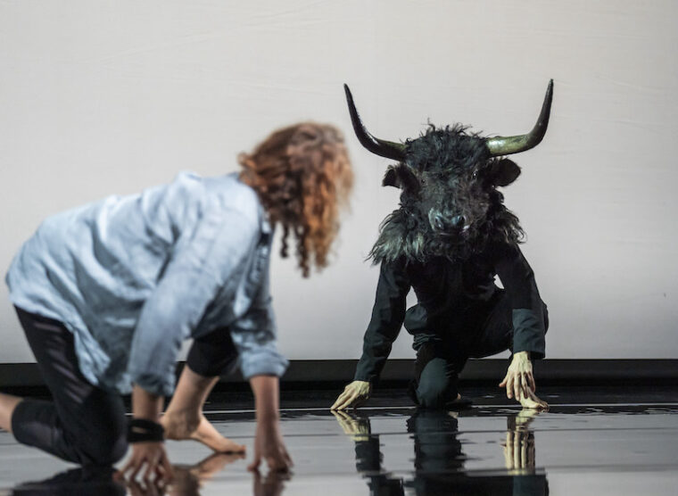 The Minotaur and Phaedra onstage in the RBO's production of Phaedra + Minotaur