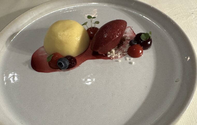 Crème Catalana with wild berries & sorbet Jagdhof Spa Hotel