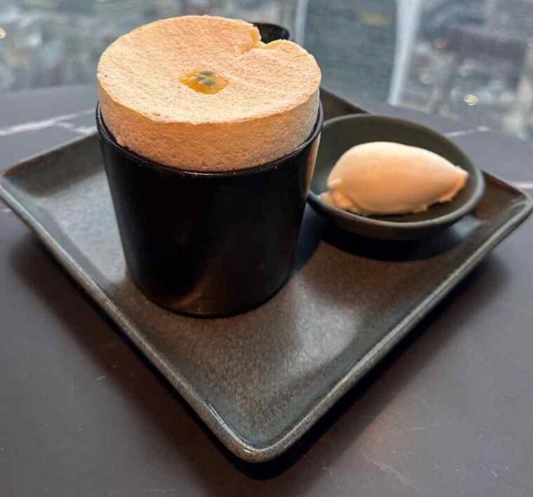 Lucky Cat by Gordon Ramsay yuzu and passion fruit souffle