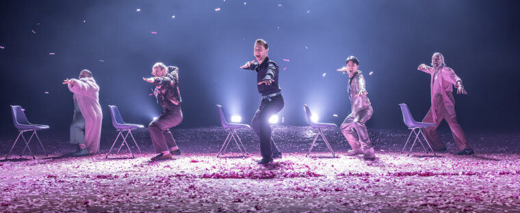 Much Ado About Nothing. Mika Onyx Johnson, Tim Steed, Tom Hiddleston, James Phoon & Gerald Kyd. Credit - Marc Brenner.